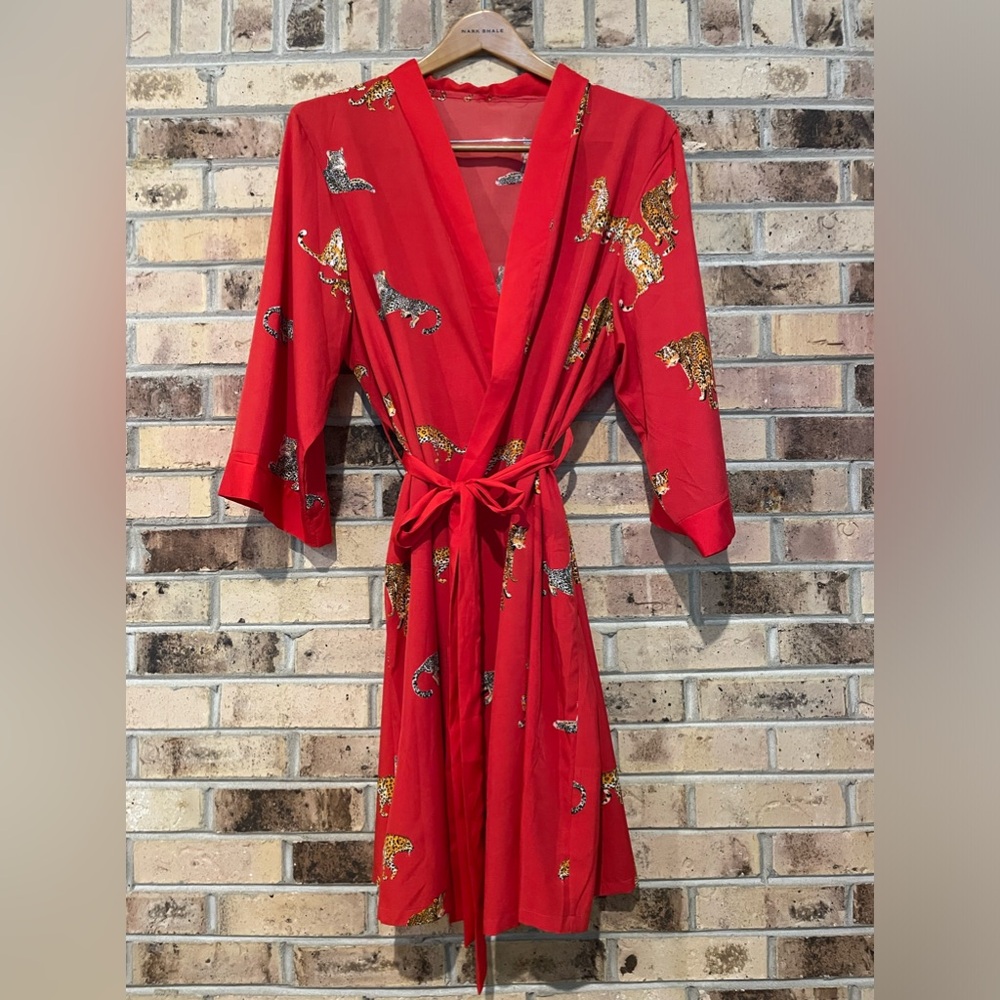 SHEIN Red Robe with Animal Print